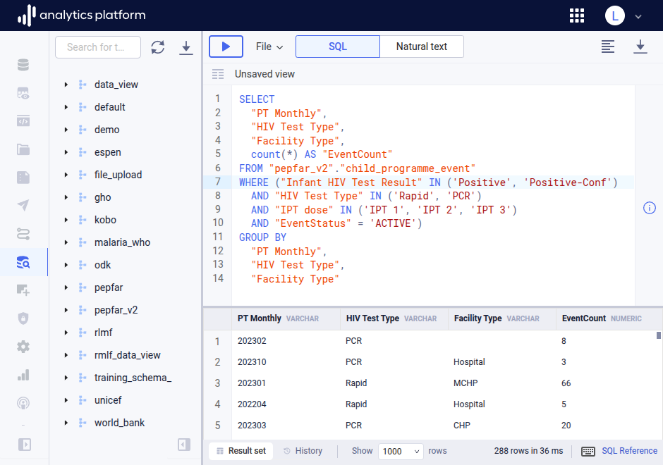 Data browser option values SQL