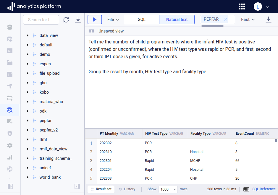 Data browser option values text