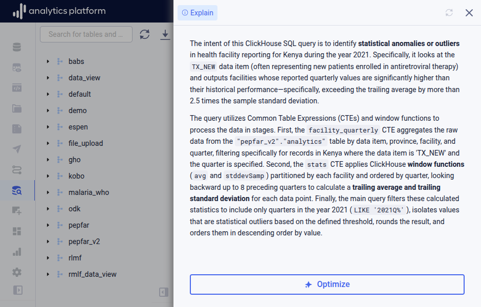 Data browser query explanation Markdown