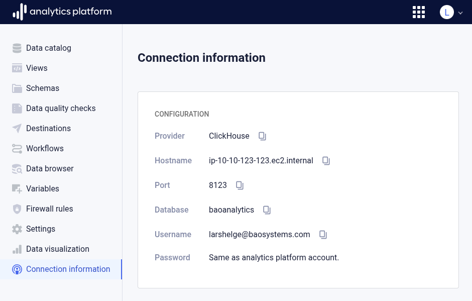Connection information