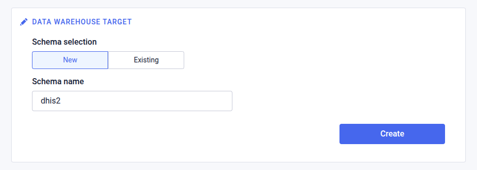Create data pipeline data warehouse target new schema