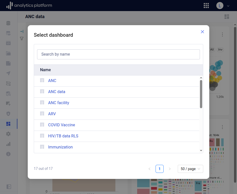 Dashboards select