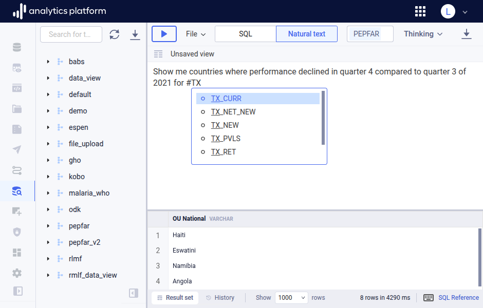 Data browser data item autocomplete