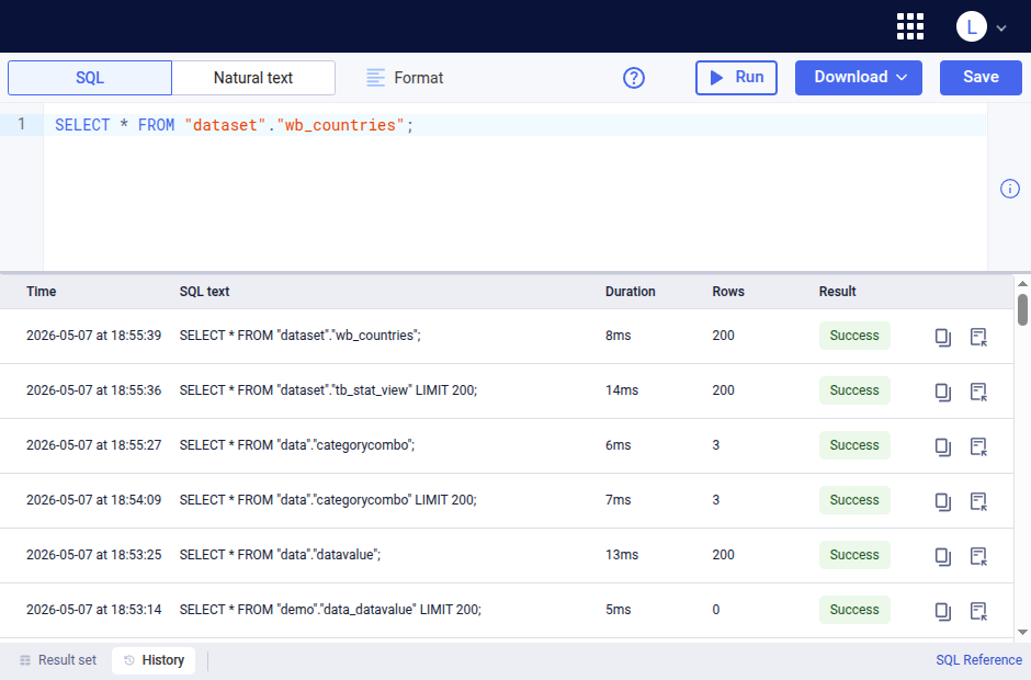 Data browser natural text query