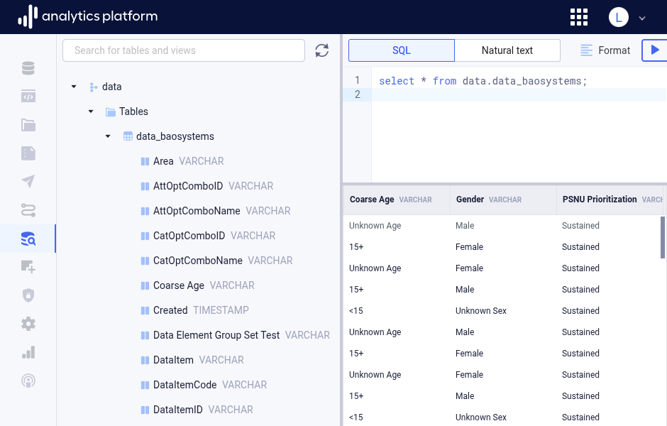 Data browser schema navigator