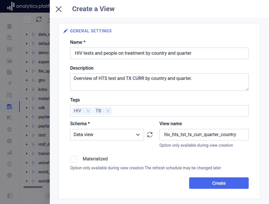 Create view