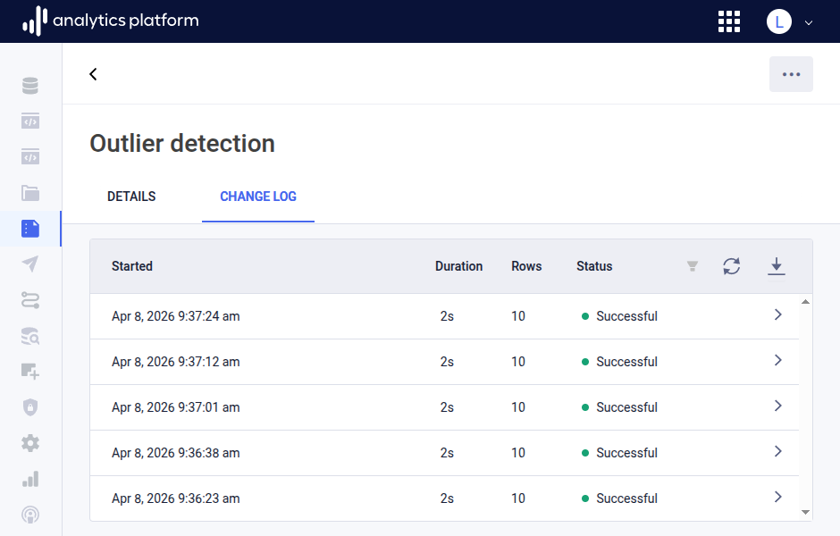 Data quality check group change log