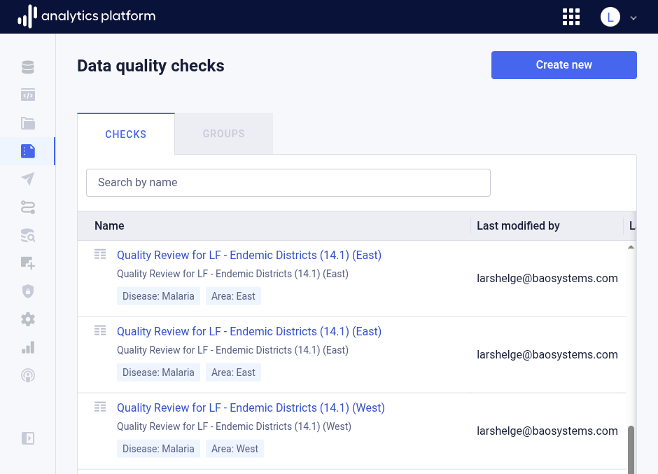 Data quality check overview