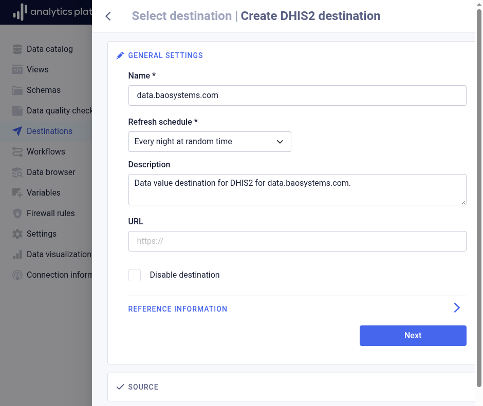 Create destination