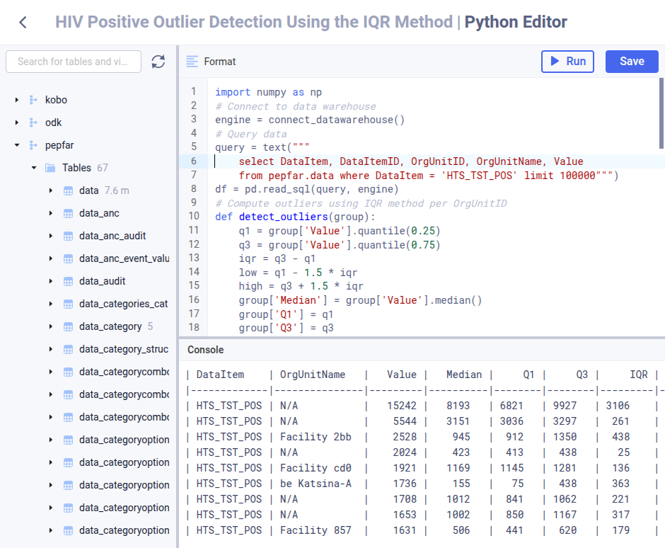 Script Python editor