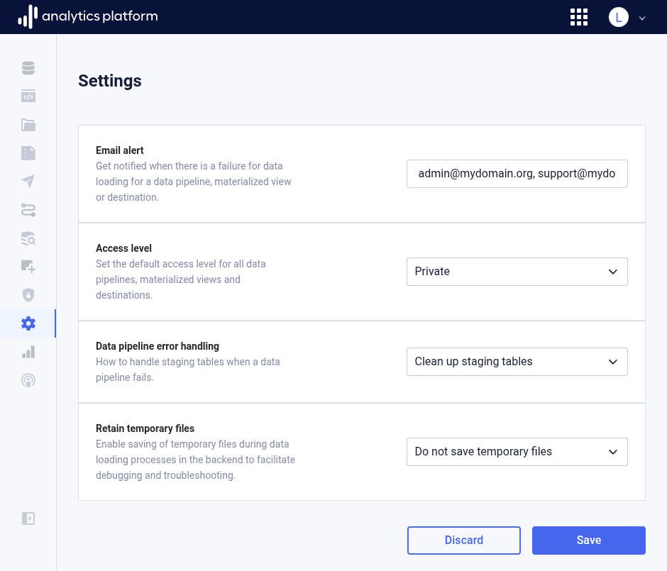 Setting overview