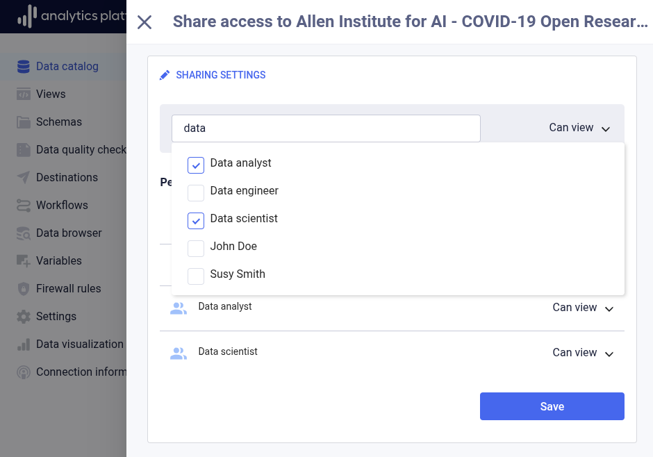 Sharing user