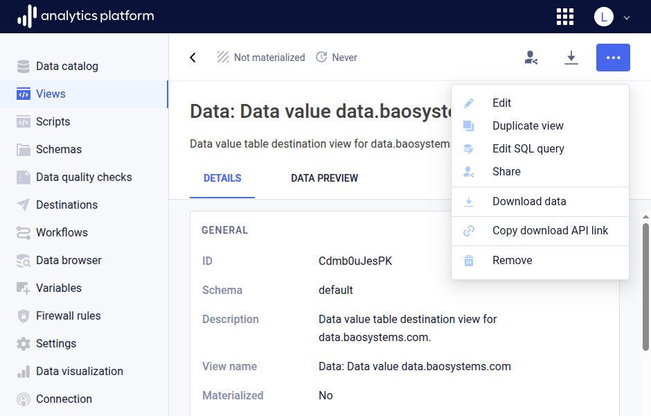 View context menu