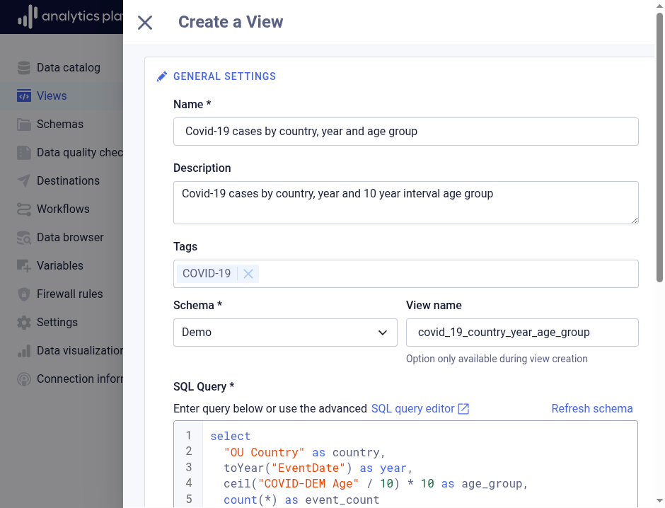 Create view